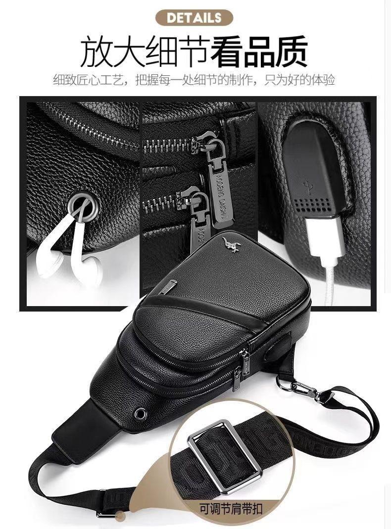 Product Introduction of Túi Đeo Chéo Da Nam, Kangaroo, Túi Đeo Ngực, Túi Pannier Ba Lô, Đa Năng, Dung Lượng Lớn, Túi Đeo Một Bên Vai Đi Chơi Hàng Mới Về 14