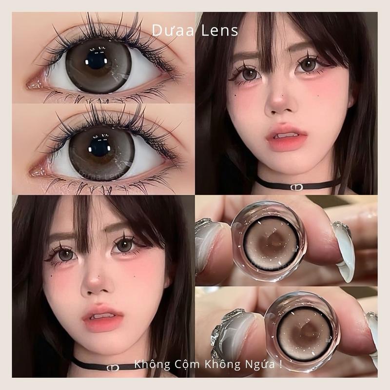 DƯAA LENS Kính Áp Tròng Nâu Giãn To Milk Coffee Brown Baby [Giá 1 Cặp - Tặng Kèm Khay Đựng & Dụng Cụ Đeo] kim tĩnh pearly gray chestnut mắt ướt