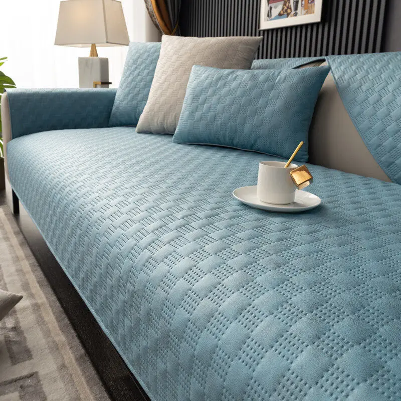 Embossed Waterproof Sofa Cover Quilted High Tech Leather Feeling Woven Cotton Sofa Blanket Anti Scratch Non-Slip Sofa Dust Proof Cover No Stick of Hair