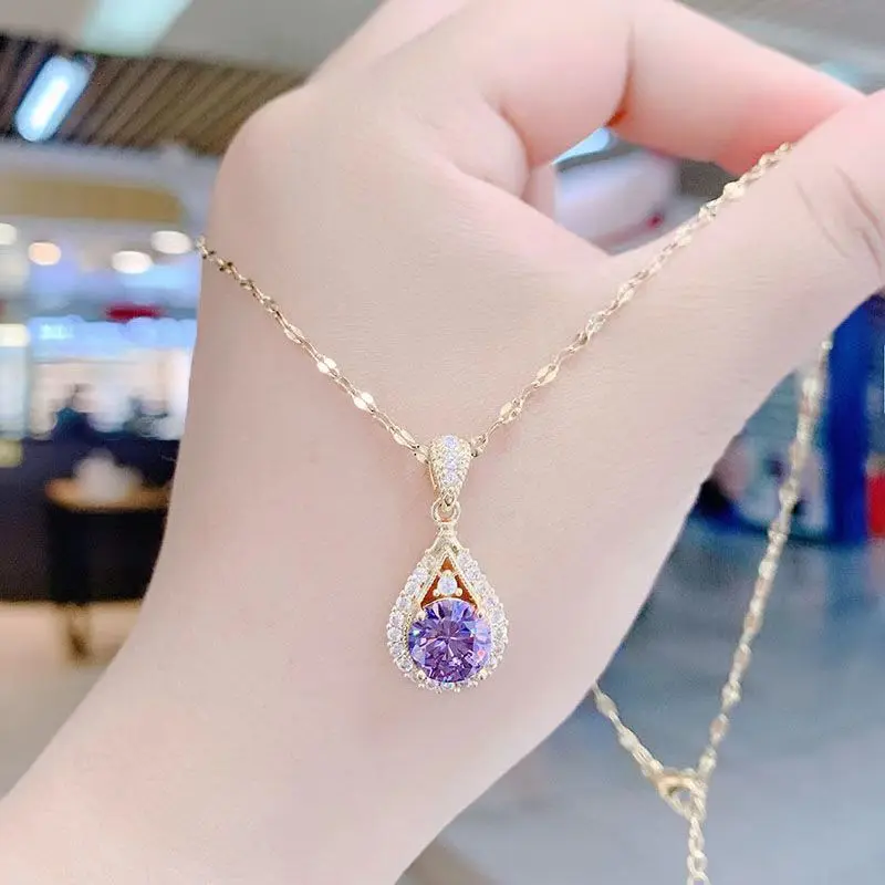 Vòng Cổ Giọt Nước, Tiktok Cùng Phong Cách, Màu Tím, Dành Cho Nữ, Thích Hợp Cho Ins Và Internet, Bổ Sung Dễ Phối Đồ, Dây Chuyền Xương Đòn, Thời Trang Mới 2023, Bán Chạy