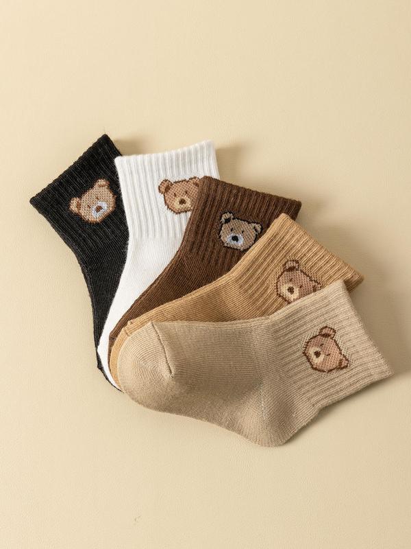 Unisex Baby's Cartoon Bear Pattern Crew Socks, Cute Comfy Breathable Socks for Infant Toddler Kids, Newborn Baby Socks,  Underwear 3