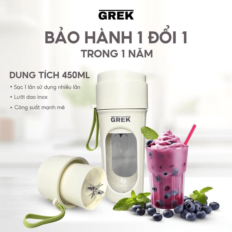 [Live] Máy say sinh tố tặng kèm nắp du lịch GREK VN, 40W - 12 lưỡi dao, dùng pin, xay đá
