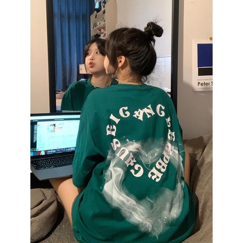 Áo phông nam nữ Tim khói , chất cotton dáng thụng co giãn mềm mát 2