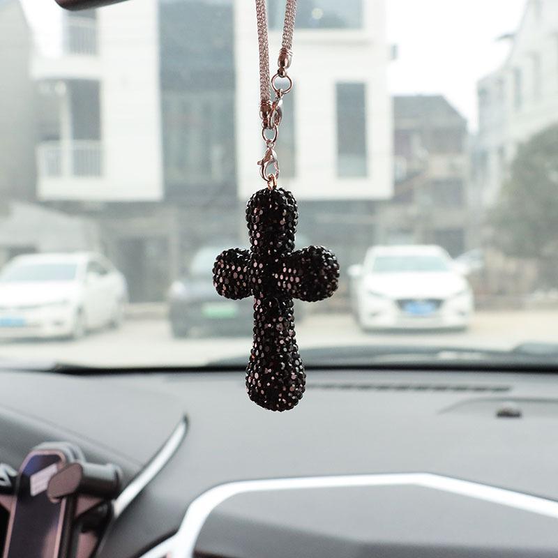 Rhinestone Decorated Car Interior Hanging Ornament, Car Rearview Mirror Pendant, Universal Car Interior Decoration Accessories 2