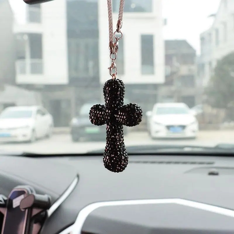 Rhinestone Decorated Car Interior Hanging Ornament, Car Rearview Mirror Pendant, Universal Car Interior Decoration Accessories 2