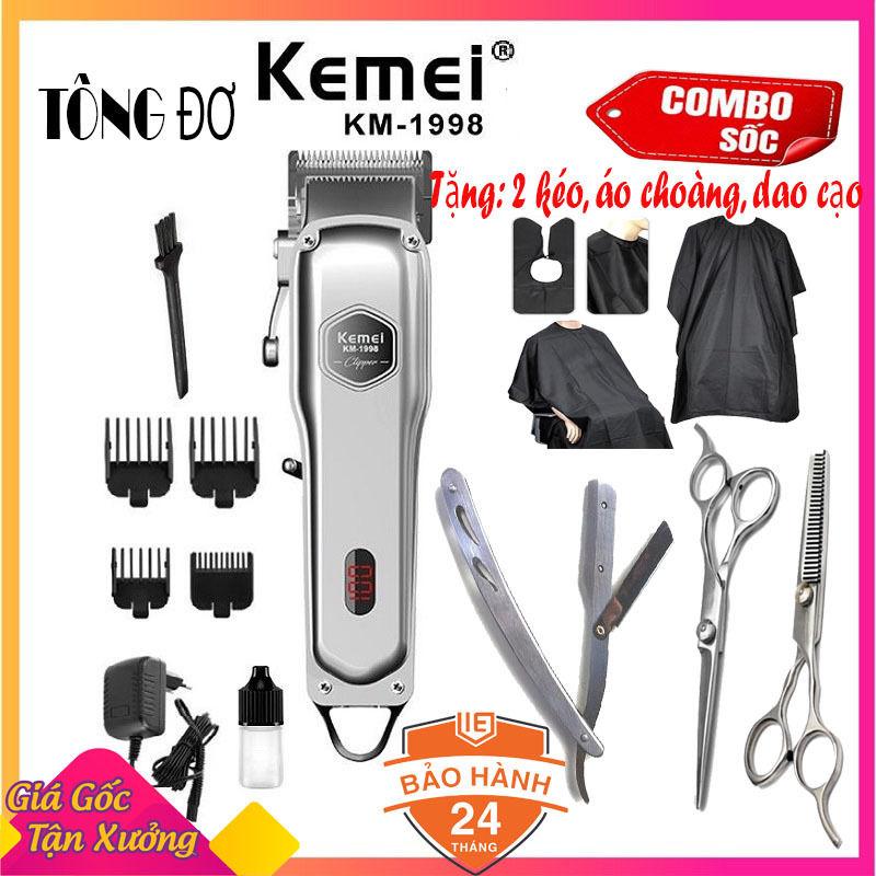  Tông đơ cắt tóc cao cấp Kemei 1998 hàng chính hãng,thân nhôm nguyên khối tăng đơ hớt tóc chuyên nghiệp không dây sạc pin đẳng cấp Tặng kèm kéo cắt tỉa,áo choàng dao cạo tóc,râu,lông mặt bảo hành 2 năm Nữ 