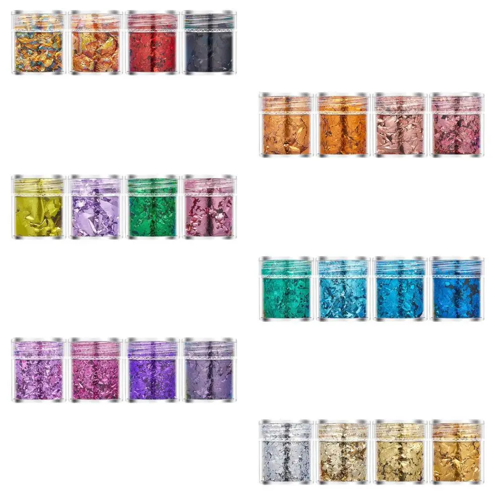 4x Nail Art Foil Flakes Irregular Thin Shiny DIY 3D Nail Art Tips Confetti