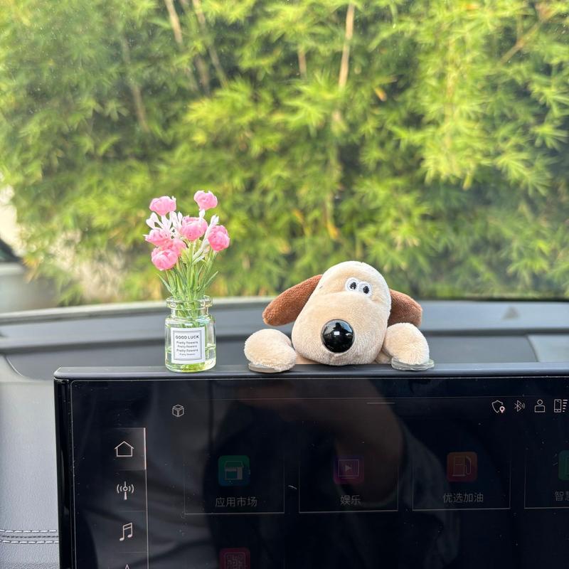 Product Introduction of Plush Puppy Car Screen Ornament Puppy Car Dashboard Decoration Interior Accessories Plush Doll 2