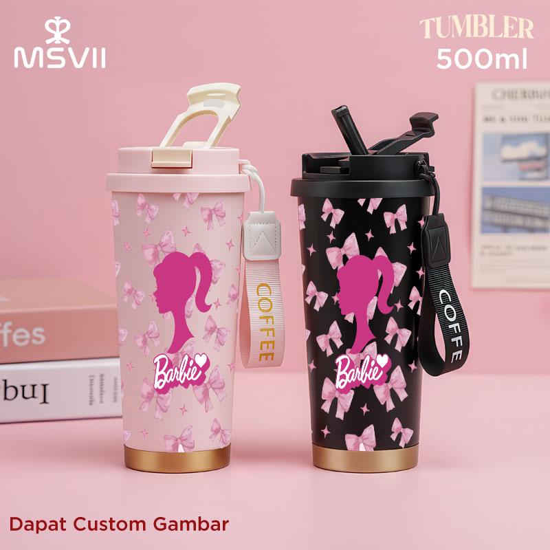 Barbie Pink Bow Series Tumbler COD MSVLL(500ml) Ready Stock, Versi upgrade 316 + Lapisan Keramik, cocok untuk pria/wanita/anak/pelajar DM153 DM150 B361 B362 B366