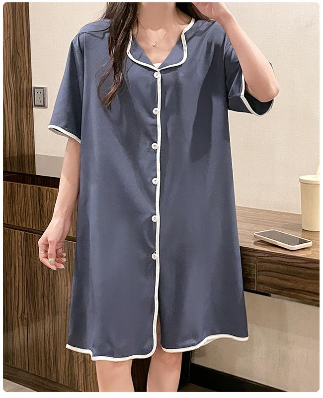 Product Introduction of Night dress Plus size Pyjamas Women Silk Pajamas dress Summer Short sleeve Sleepwear Woman Satin Home wear Thin M-4XL 3