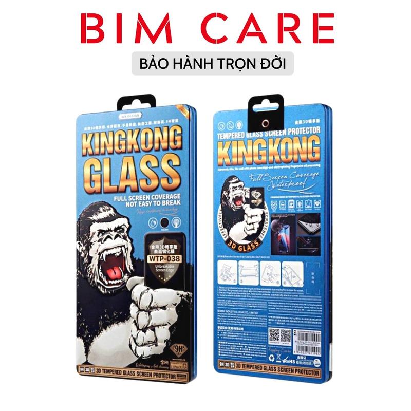 (Siêu trong suốt) Kính cường lực KingKong Hộp Sắt Xanh fullbox chính hãng WEKOM, tặng kèm 1 kính Baiko 40K - BIMCARE Kem