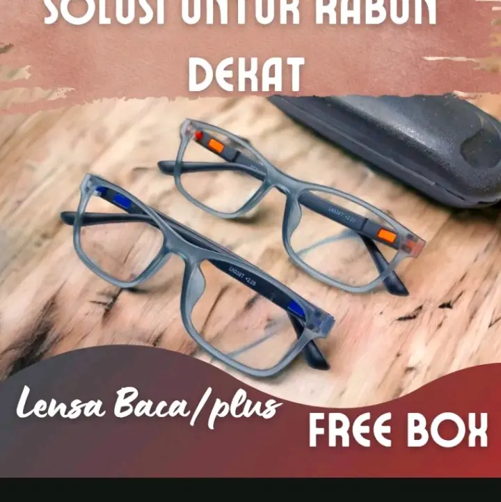 kacamata baca plus formal sporty frame frame ringan persegi lentur uniseks