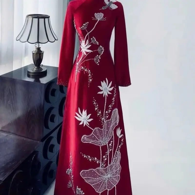 ÁO DÀI RUBY CAO CẤP SEN NHIỀU!