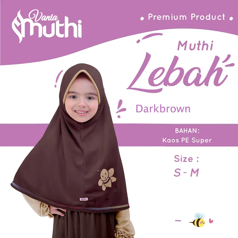 Vania Muthi - Hijab Instant Jilbab Anak Perempuan Motif Lebah S Umur 4 - 7 Tahun Kerudung Kaos Adem Nyaman Simpel Original Muslim 3