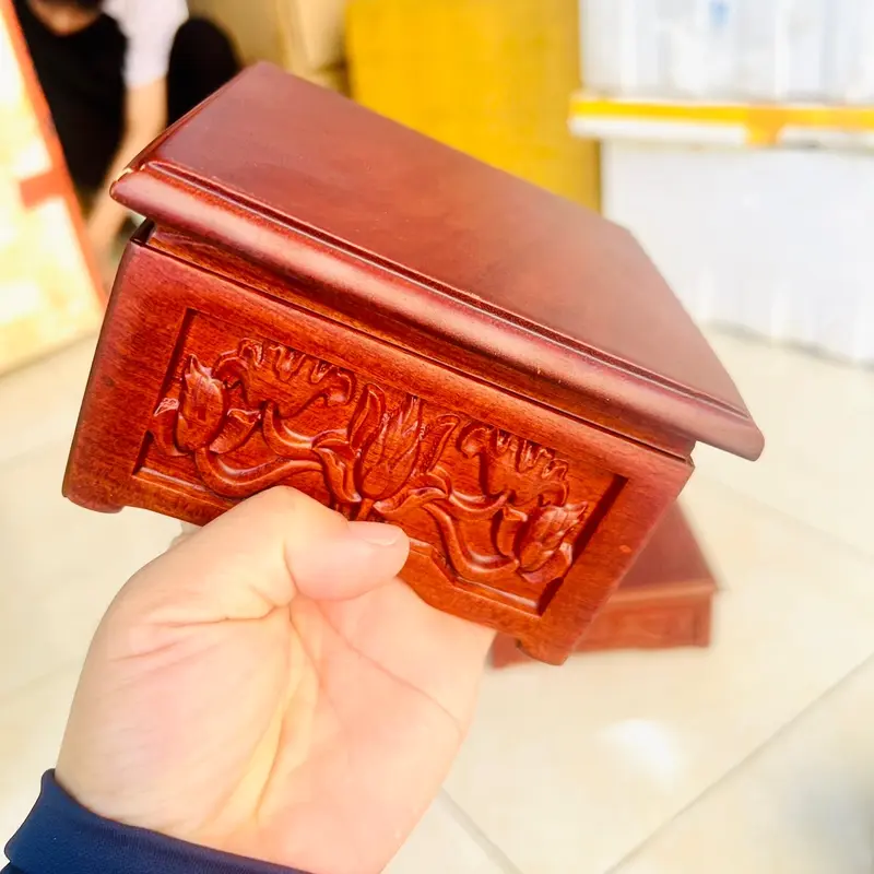 Chân đế gỗ hương kê tương, nhất sơn khắc sen gỗ hương cao cấp đủ kích thước 3