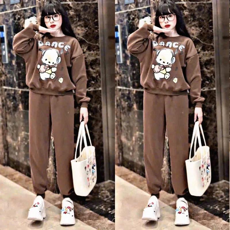   Có Big Size  Set Đồ Bộ Nỉ Nữ Thu Đông Thể Thao Năng Động Chất Liệu Nỉ Cotton Mềm Mại Không Bai Xù II Sport Tập Gym 