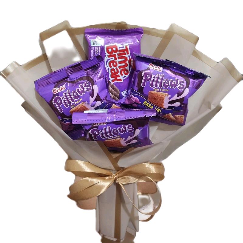 buket mini time break pillow 3 rasa ubi Hadiah Gift Makanan 0