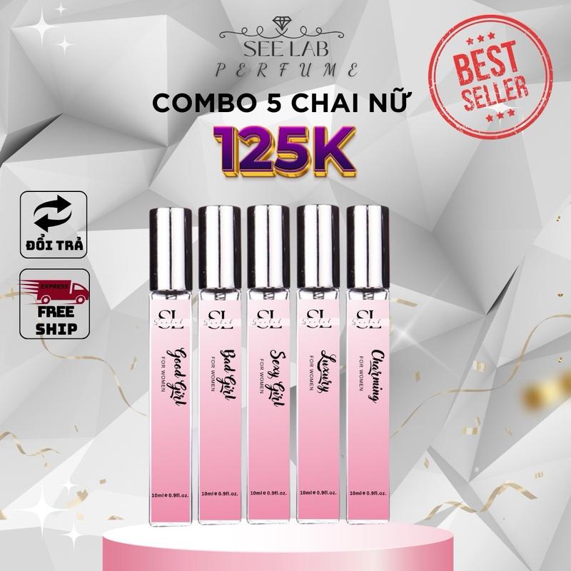 Tặng 1c nước hoa 10ml mùi ngẫu nhiên Combo 5 chai nước hoa nữ Quyến rũ Sang trọng Nổi bật - Seelab Perfume Women Xịt Thơm Cosmetic