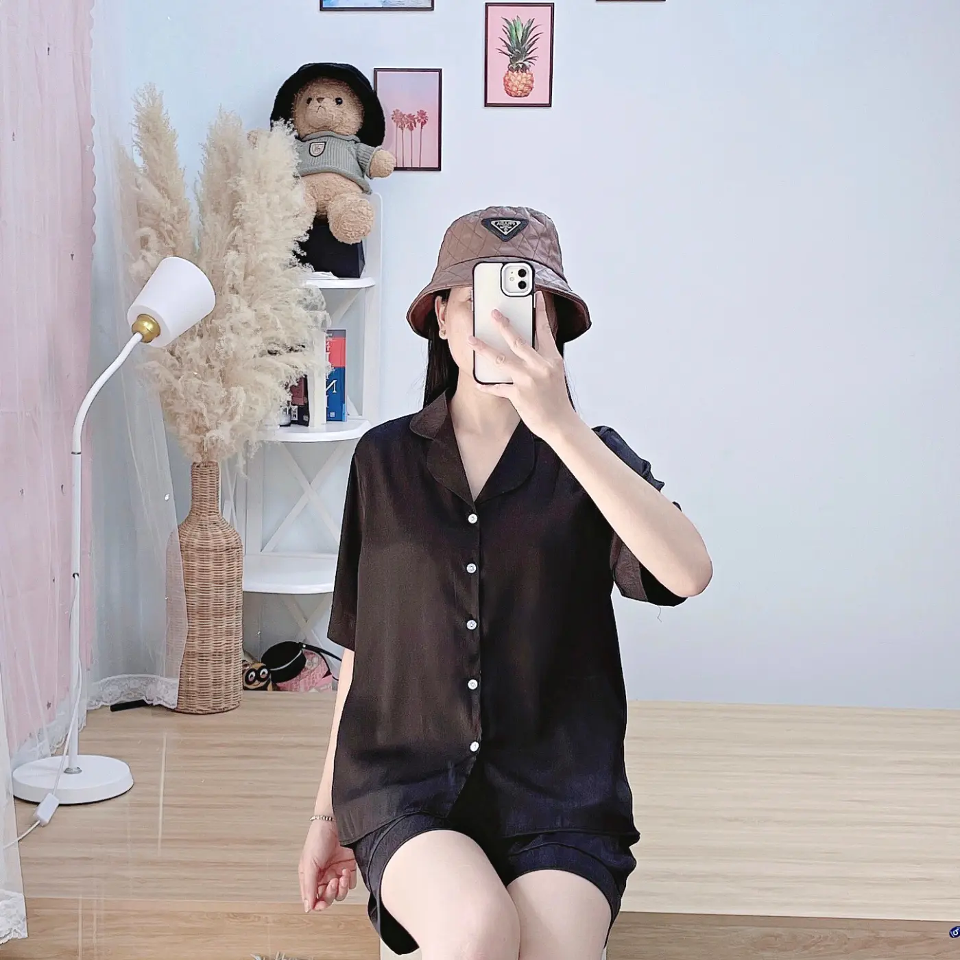 Bộ pijama ngắn trơn D0 tơ tằm ÁNH KIM mặc nhà mặc ngủ tay dài quần ngắn