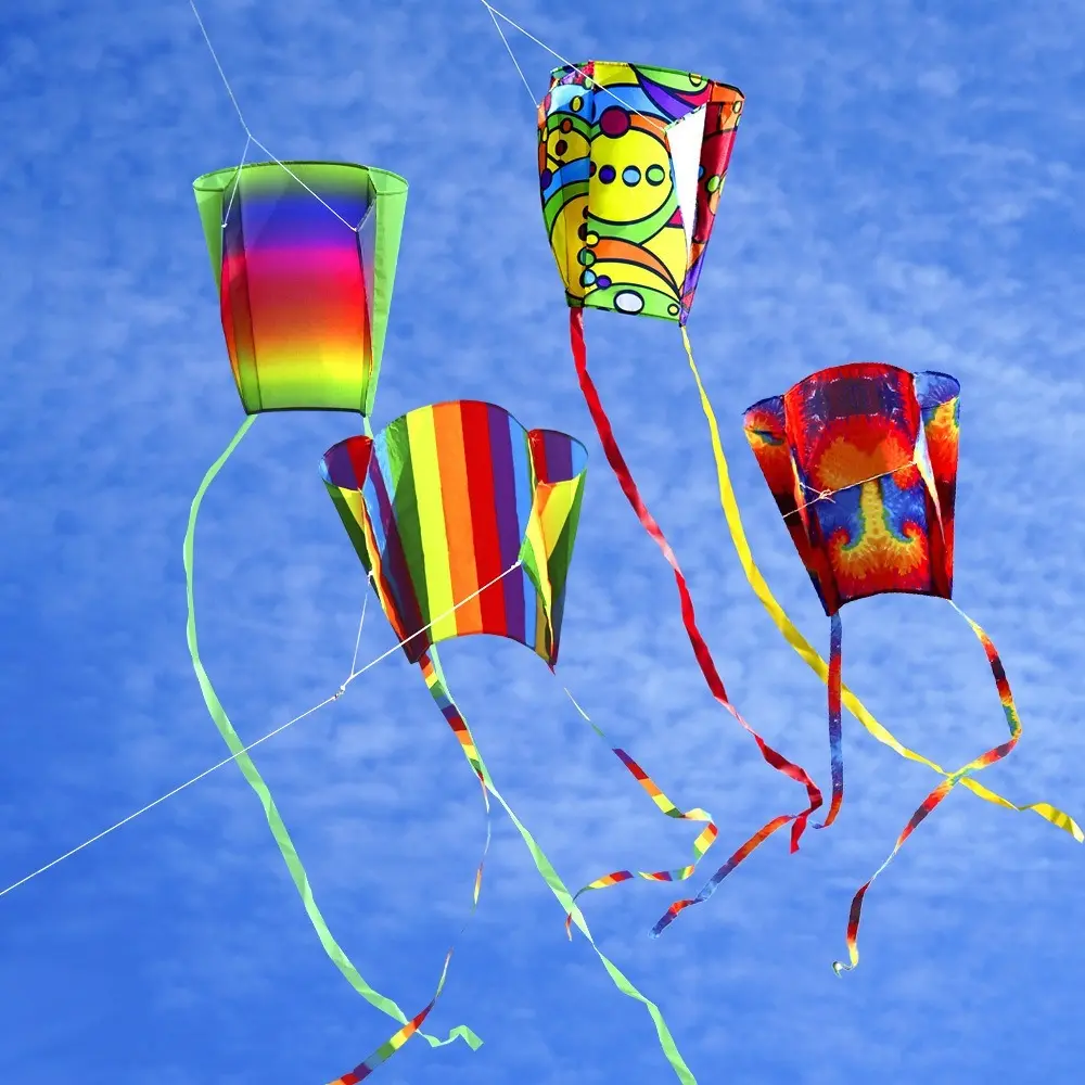New Easy Fly Rainbow Parafoil Kite with Kite Line Long Tail Flying Kite Polyester Ripstop Good Flying Mini Children's Kite Outdoor Toys