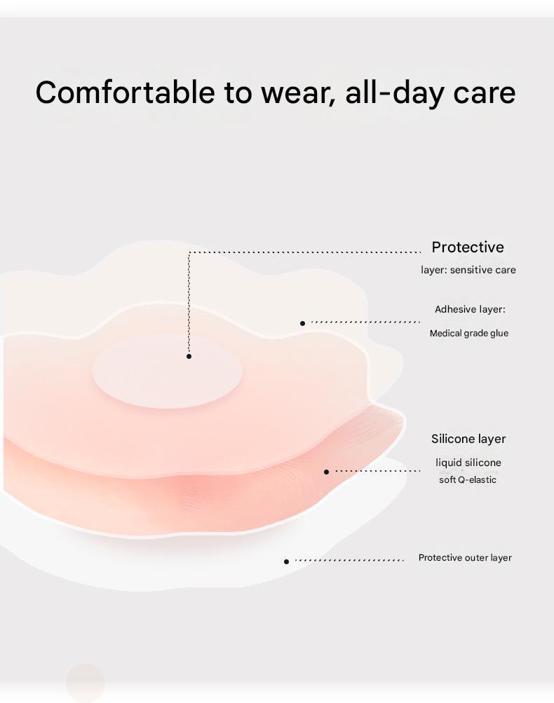 Product Introduction of Anti-exposure silicone breast stickers Invisible and traceless anti-sweat and anti-bump breast stickers Swimming sling breast stickers patch 5