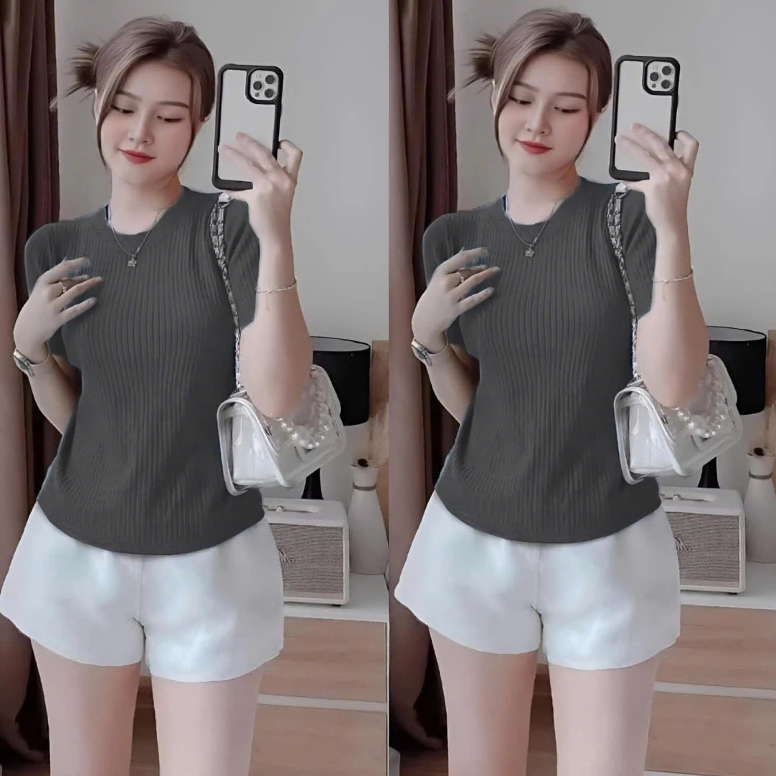 Áo Thun Gân Tăm Bigsize Cổ Tròn Nữ Xinh Đẹp Dễ Thương Giá Rẻ Freesize 50-95kg Women Top áo  thun  bigize đẹp Màu Nâu - 1047 | BigBuy360 - bigbuy360.vn