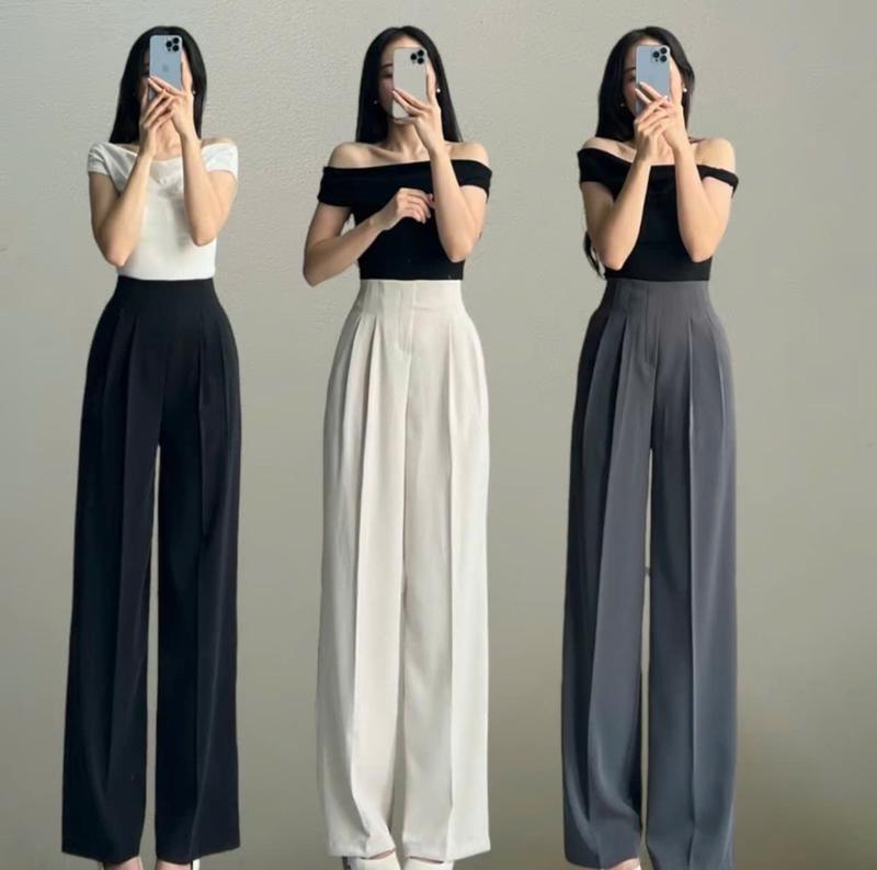 Quần Tây Ống Suông Chất Gold Nhật Mềm Mịn Lưng Cao Tôn Dáng