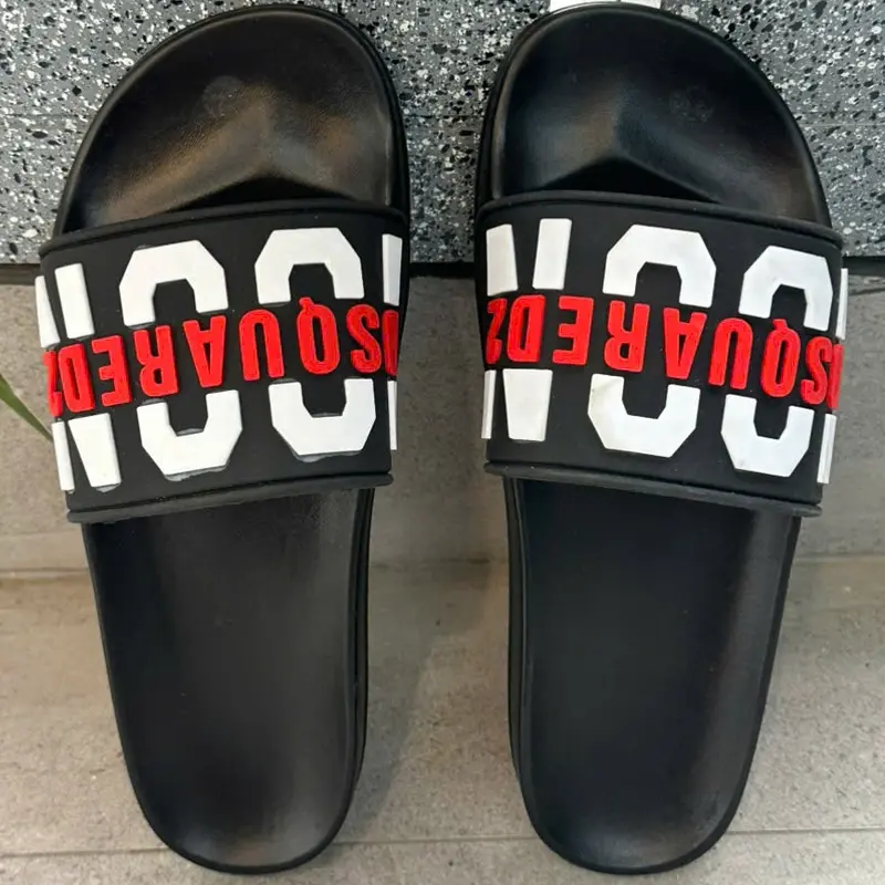 Dép Nam Nữ Quai ngang DSQ I.con 2 Màu Hàng Hot Dép Lê Slipper Cao Su Đế Bằng Nhung DéP dép  icon  đế  cứng 5