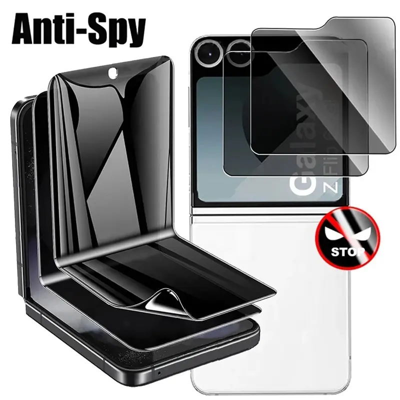 4in1 Privacy Hydrogel Film For Samsung Galaxy Z Flip 6 Anti Spy Screen Protector Tempered Glass for Galaxy Z Flip6 Z Flip 5 Film