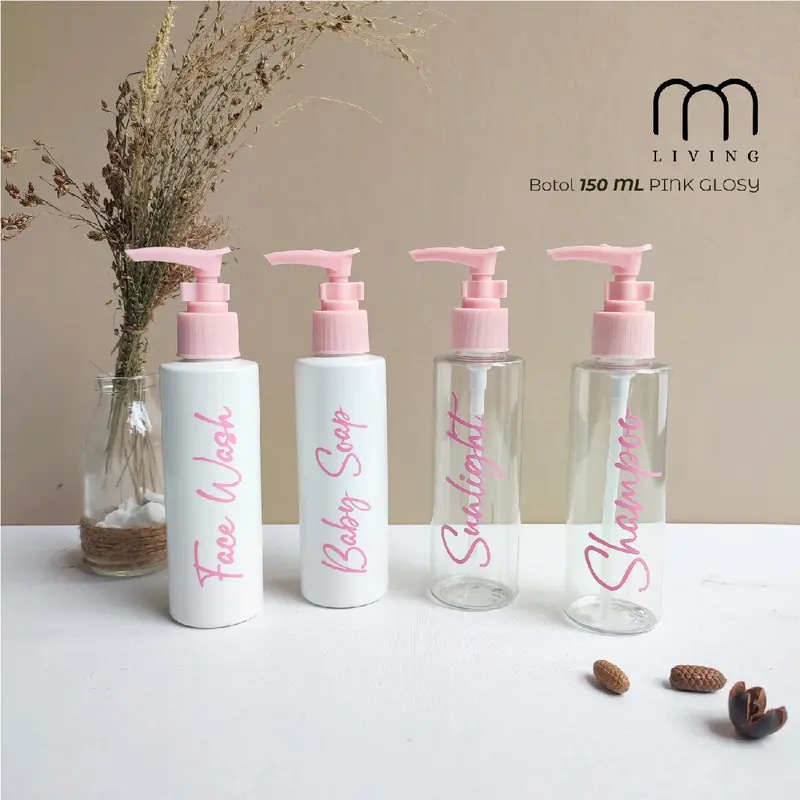 Botol Sabun Cair Travel 150ml PINK TRANSPARAN & PUTIH  GLOSY 0