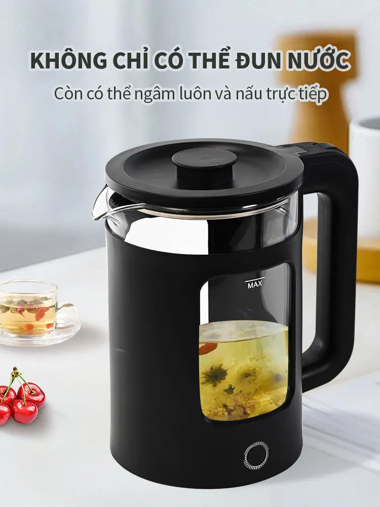 Ấm đun siêu tốc AIODIY 2. 0 L Inox 304, có chế độ tự động ngắt điện