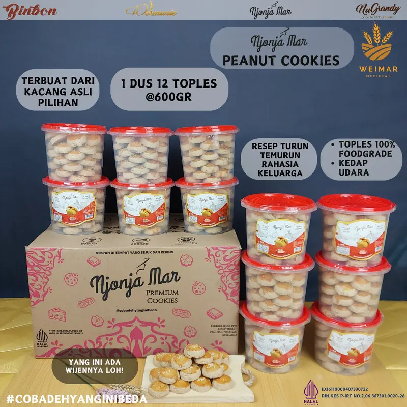 Njonja Mar - Peanut Cookies Kue Kacang Jadul @600 Gr/Pcs 6