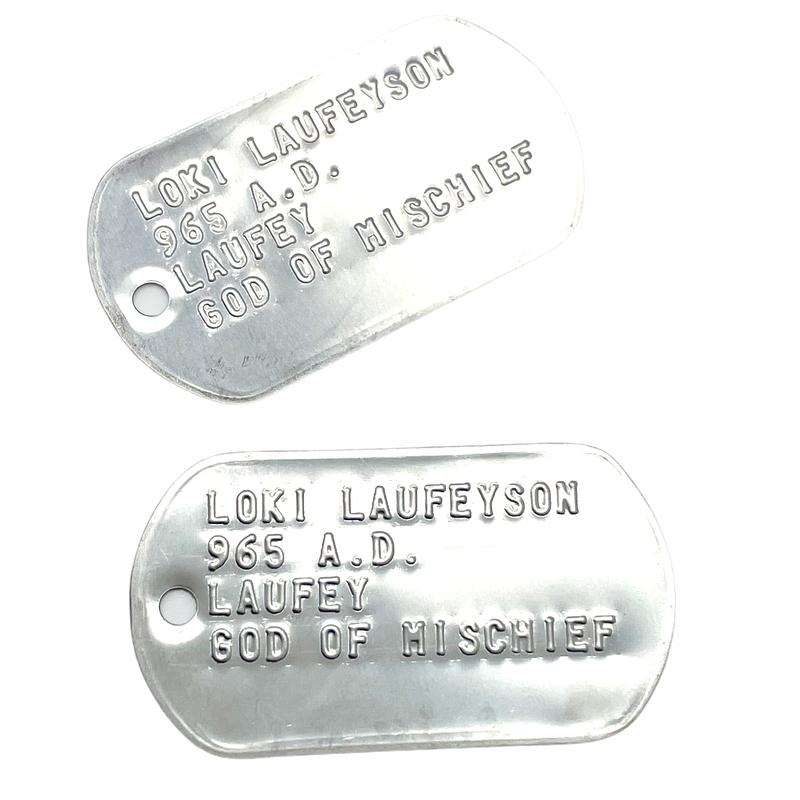 'GOD OF MISCHIEF' LOKI Military Dog Tags - Movie Costume Cosplay Prop - Stainless Steel Chains Included 2