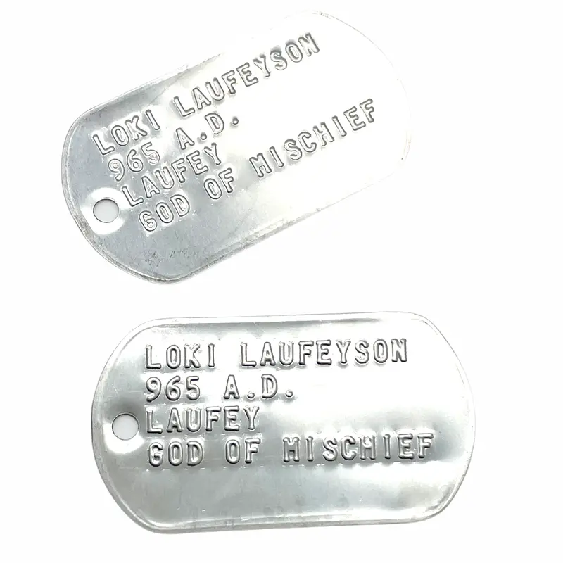 'GOD OF MISCHIEF' LOKI Military Dog Tags - Movie Costume Cosplay Prop - Stainless Steel Chains Included 2