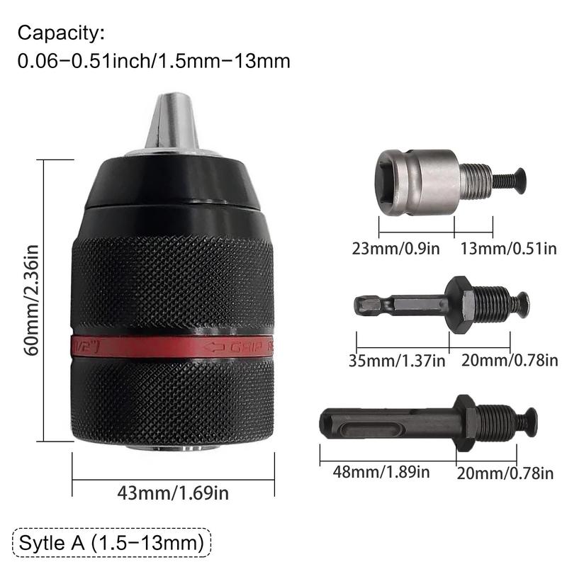1/2-20UNF Keyless Drill Chuck & Accessories, Drill Chuck & Accessories, Professional Power Tool Accessories for Drill 1