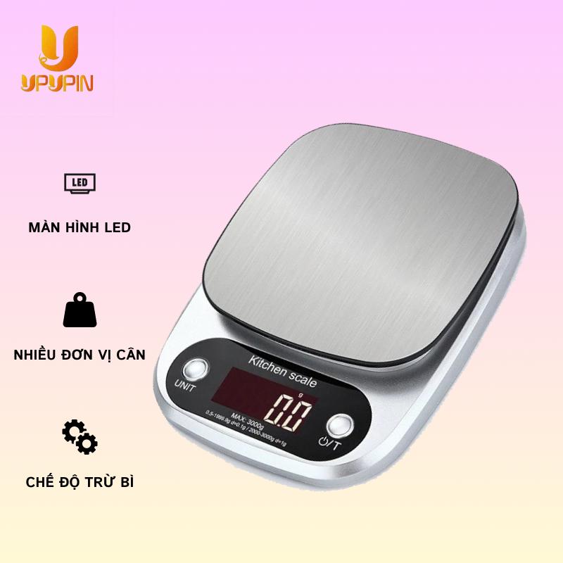 Cân nhà bếp điện tử chính xác cao UPUPIN, cân thực phẩm tiên, nặng 1g-10Kg, kèm 2 pin cân lượng 3 5 chỉ