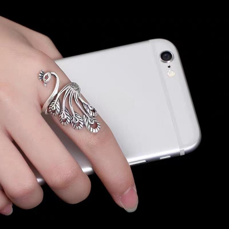 Product Introduction of New New Wide Face Ring for Women's Ethnic Style Phoenix Peacock Old Ring Ring Creative Retro Live Mouth Jewelr 7