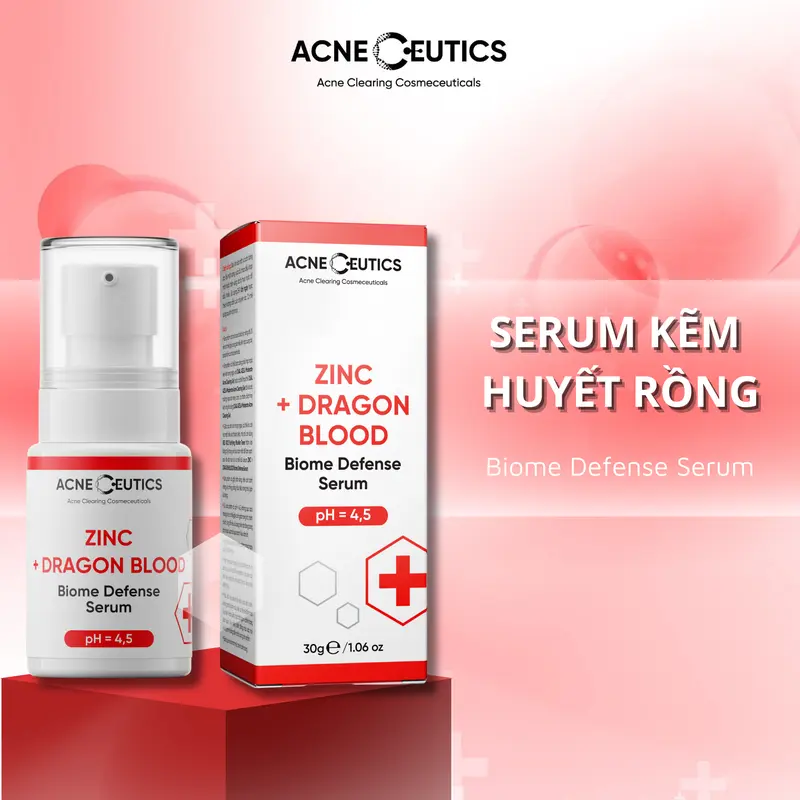 ACNECEUTICS ZINC + DRAGON BLOOD Serum Kẽm Huyết Rồng Hỗ Trợ Kiềm Dầu Và Hỗ Trợ Cải Thiện Vấn Đề Mụn (30g) 1