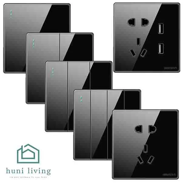 Saklar Lampu /// Sakelar Lampu Hitam Black Glossy 1/2/3 Gang Electrical Switch Bahan Akrilik