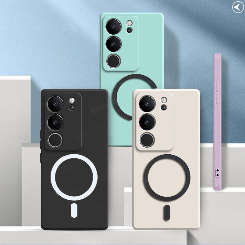 เคสสำหรับ VIVO V29 5G และ V2250/V29 Pro วัสดุซิลิโคน TPU สีสันสดใส พร้อมปลอกชาร์จไร้สายแบบแม่เหล็ก ฝ