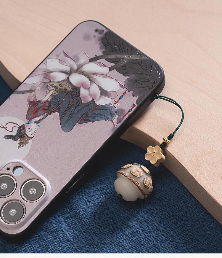 Product Introduction of Natural Bodhi Cute Doraemon Phone Lanyard Anti-Lost Men and Women Mushroom Phone Chain Pendant Ancient Style Hanging Ornament 9