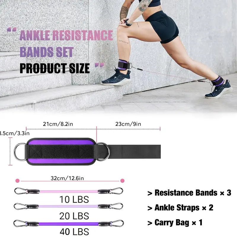 6-Piece Ankle Resistance Band Set – Elastic Straps for Leg/Hip Training |   Home Gym/Fitness |   Women’s Leg Strengthening Equipment 8