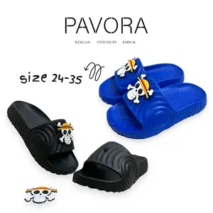 PAVORA Sandal Anak Cowok Laki-Laki Sendal Slop EVA Karakter One Piece Bajak Laut Monkey D Luffy Size 24-35