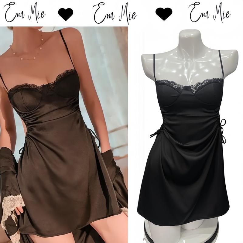 V59 Váy ngủ eo lụa cao cấp kèm quần ( Váy lẻ không kèm áo choàng)