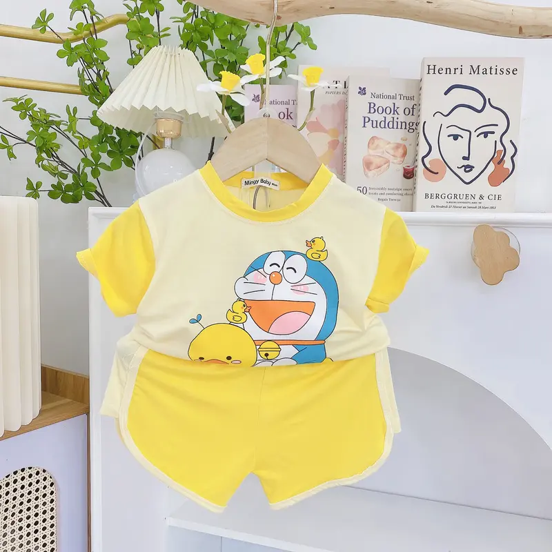 [MinGy BaBy] Bộ quần áo thun lạnh Mingy Baby in hình lớn phi hành gia, shin quần vát vuông cho bé trai bé gái quần  áo 6