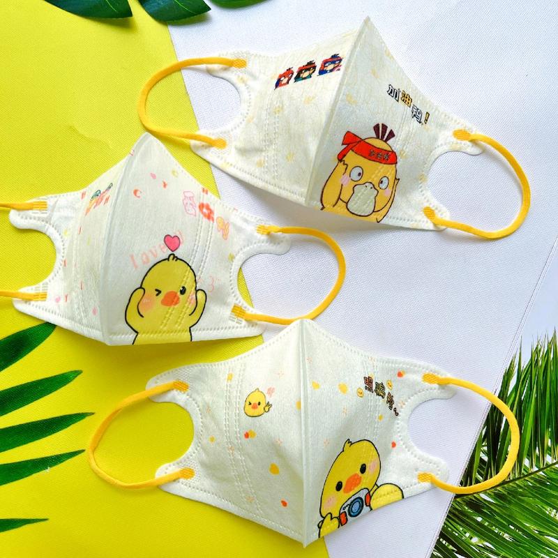 [Combo 50 Cái] Khẩu Trang 3D Hoạ Tiết In Hình Vịt Vàng 3 Size Cho Bé Từ (5-25Kg) Vải Lụa Mềm Mịn