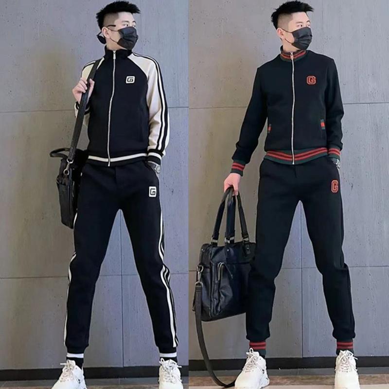 Bộ quần áo thu đông nam thêu logo chữ G hot trend 2024 ,Bộ quần áo thể thao nam co giãn có khóa phong cách hàn quốc Menswear Polo