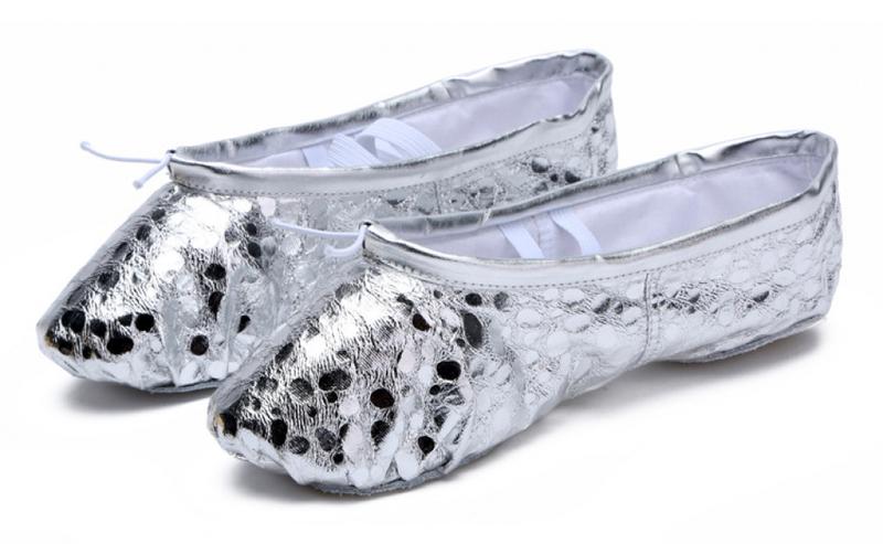 Product Introduction of Children's dance shoes, adult cat paw ballet dancers, soft soled training, silver performance yoga shoes 30