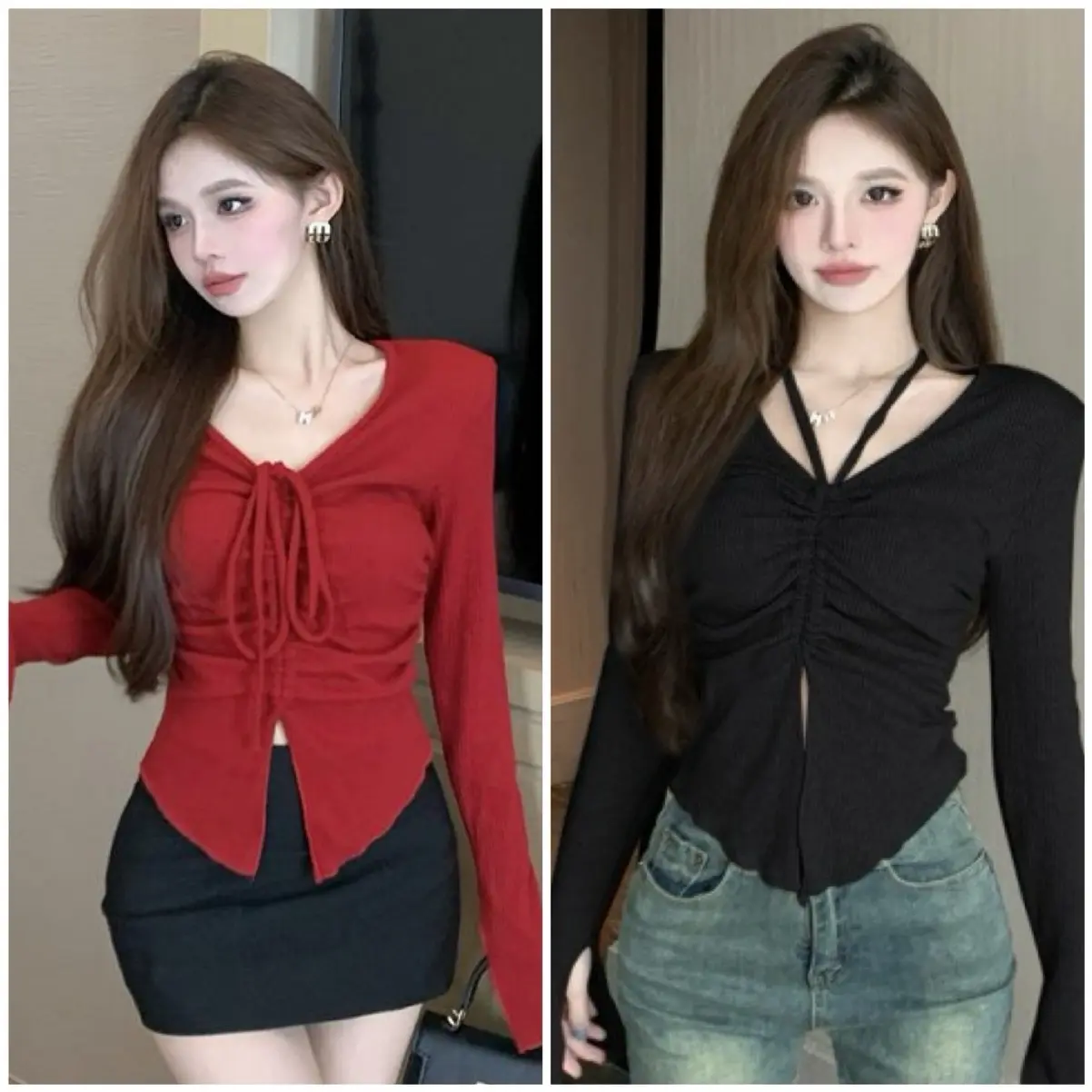Áo Tay Dài Rút Dây Bigsize Chất tăm lạnh MS:065 ( Full-size :40-90 kg ) Nữ Women Top