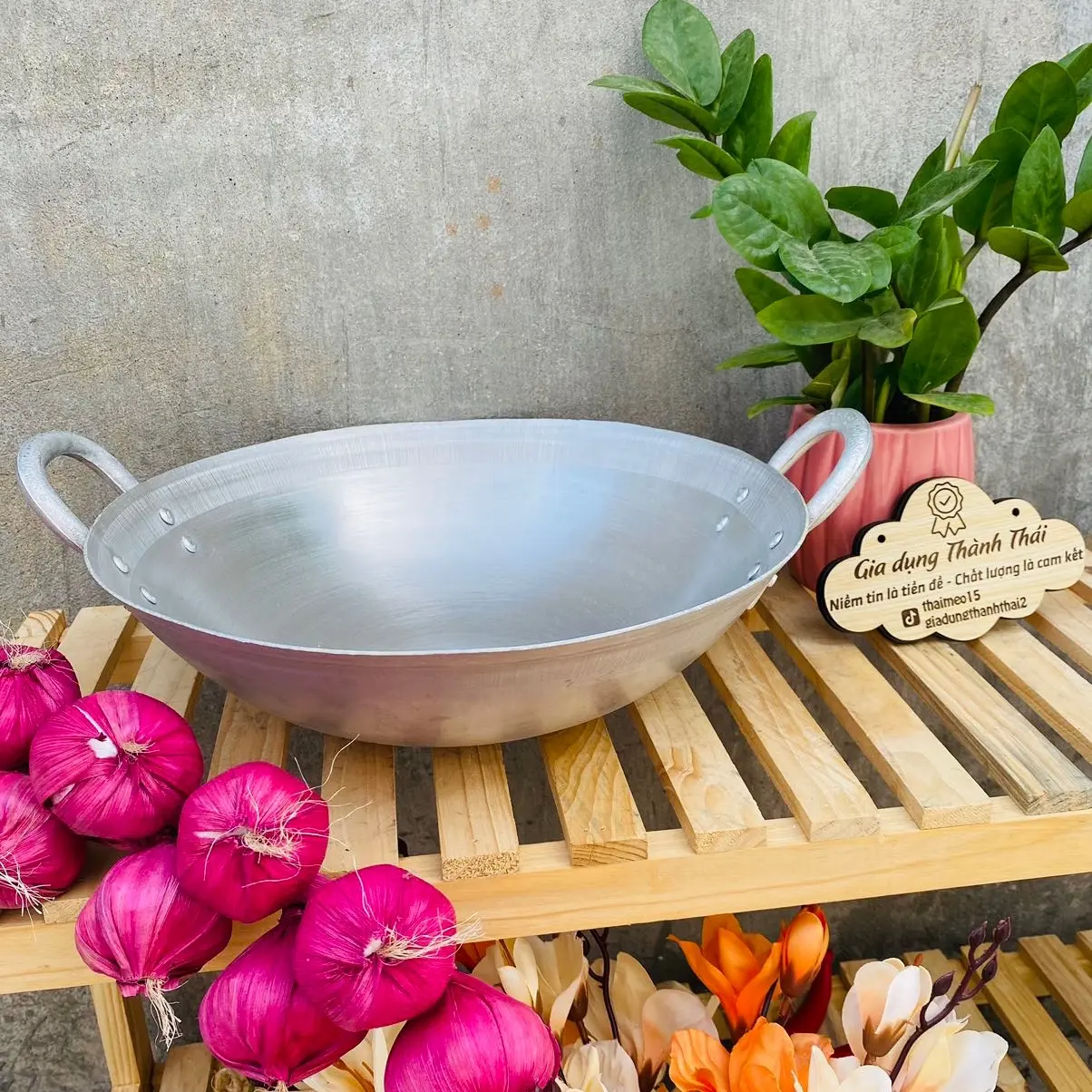 Chảo nhôm 32-35-40 cm- Chảo xào, nấu, chiên, rán, chảo nhôm công nghiệp sâu lòng dầy đẹp